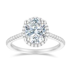 2kt Moissanite Halo 14k White Gold Setting